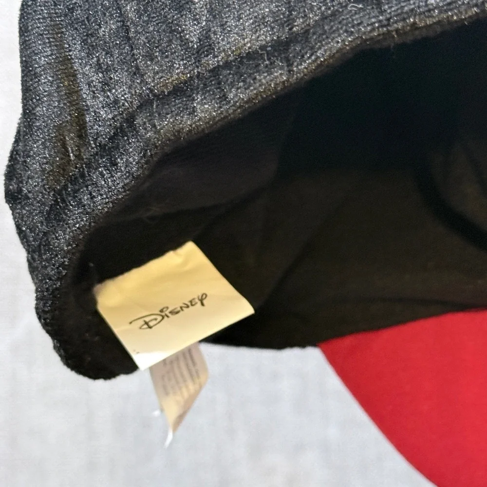 Disney Mickey Mouse Character Hat‎ Black Velvet Plush Ears Red Brim Kids Youth